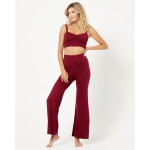l*space // Wine Red Knit Wide-Leg Pants